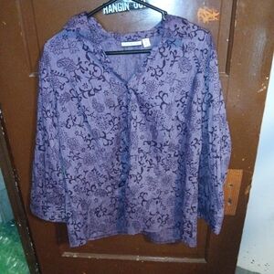 EUC Purple Paisley Croft & Barrow Long Sleeve Blouse XL